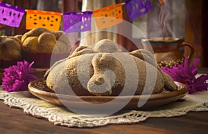 Pan de muerto bread dia de los muertos Mexican bread  of the dead  cupcake 2 of november day of deads photo