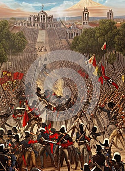 Mexican ca 1847. Fictional Battle Depiction. Generative AI.