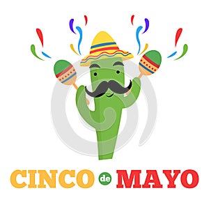 Mexican cactus cartoon character cinco de mayo banner photo