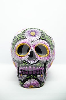 Mexican Calavera with colorful flowers