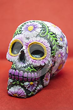 Mexican Calavera with colorful flowers