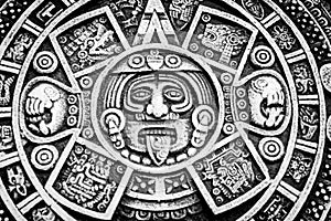 Mexican calendar symbolism on round disc