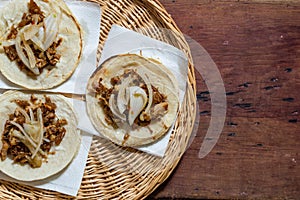 Mexican carnitas tacos, traditional food of MichoacÃ¡n