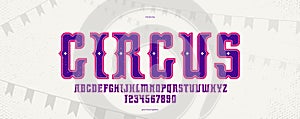 Mexican carnival and fiesta display font for posters and headlines, vector display typeface in retro style of circus and American