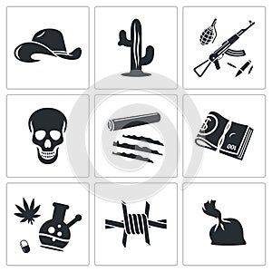 Mexican cartel Vector Icons Set