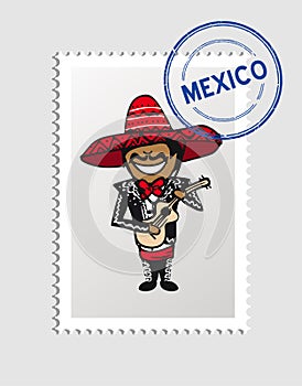 Mexican cartoon person postal stamp