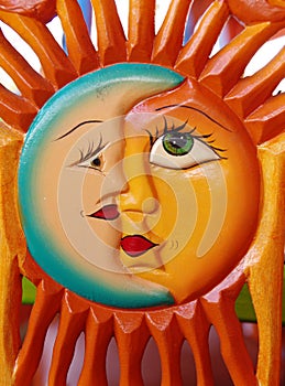 Mexican carving of the sun and the moon