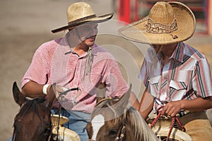 Mexican charros horsemen in sombreros, TX, US