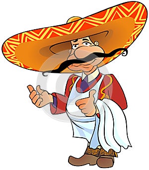 Mexican chef with thumb up.