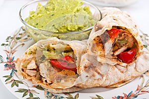 Mexican chicken and beef fajitas photo