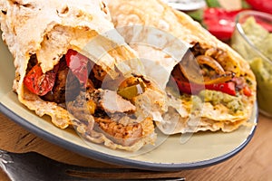 Mexican chicken and beef fajitas