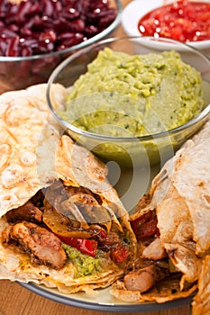 Mexican chicken and beef fajitas