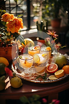 Mexican Cocktail Fiesta: Vibrant Table Setting on Terracotta Patio