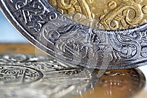 Mexican coins with a selective focus