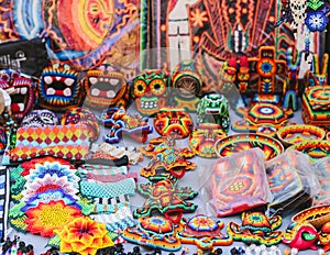 Mexican colorful beaded souvenirs and handicrafts in Sayulita, Mexico