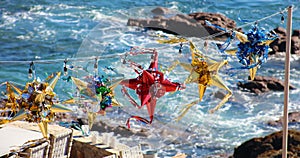 Mexican colorful pinatas during New Years and Christmas celebrations photo