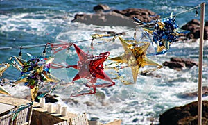 Mexican colorful pinatas during New Years and Christmas celebrations