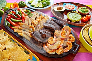 Mexican combo beef chicken fajitas shrimp