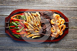 Mexican combo beef chicken fajitas shrimp