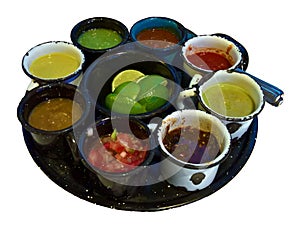 Mexican condiments and salsas photo