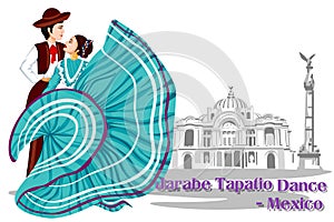 Mexican Couple performing Jarabe Tapatio Dance of Mexico