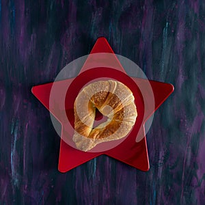 Mexican Cuernito Bread, Sugar Croissant on Star Tray. photo