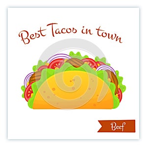 Mexican cuisine fast food beef tacos food banner