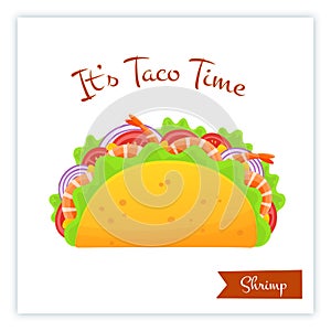 Mexican cuisine shrimp tacos food vector banner