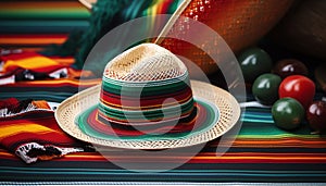 Mexičan kultura slaví tradice barvitý sláma sombrera vygenerované podle vygenerované podle 