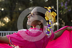 Mexican dancer of folkloric dance with traditional costume photo