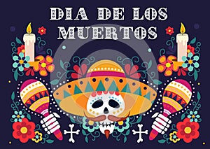 Mexican day of dead festive greeting card