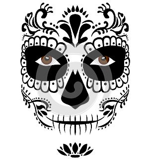 Mexican death mask La Catrina for santa muerte - day of the dead holiday, feast. photo