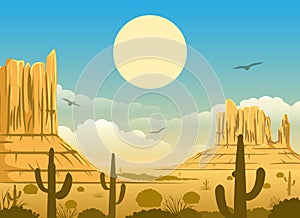 Mexican desert sunset background