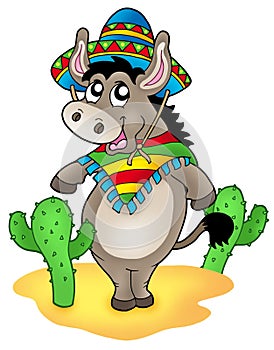 Mexican donkey with cactuses