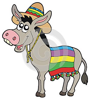 Mexican donkey with sombrero