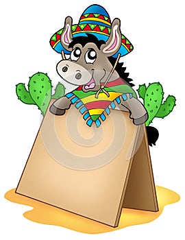 Mexican donkey with wooden table