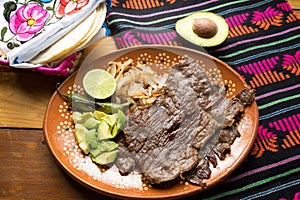 Mexican dried meat called `cecina`