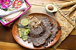 Mexican dried meat called `cecina`