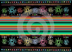 Mexican ethnic embroidery Tribal art ethnic pattern. Colorful Mexican Blanket Stripes Folk abstract geometric repeating background