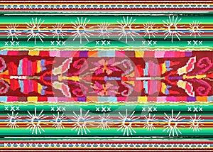 Mexican ethnic embroidery Tribal art ethnic pattern. Colorful Mexican Blanket Stripes Folk abstract geometric repeating background