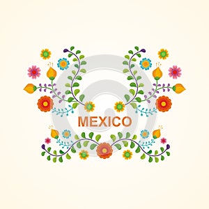 Mexican ethnic flower frame - border design