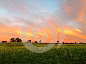 Mexican field at sunset