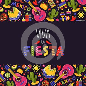 Mexican fiesta background, traditional decoration and design photo