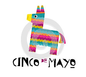 Mexican Fiesta banner and poster design with donkey pinata, flowers, decorations photo