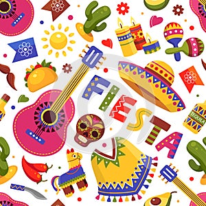 Mexican fiesta pattern, traditional floral holiday art photo