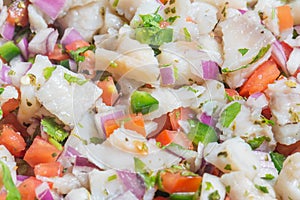 Mexican fish ceviche with crispy fried tortillas