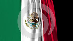 Mexican Flag Curtain Opening. Green Screen. Alpha Channel.