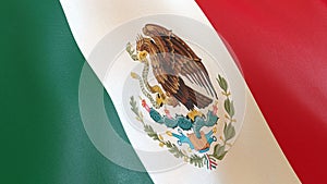 Mexico Flag Mexican Flag Close up Side Angle 3d render, bandera de mexico photo