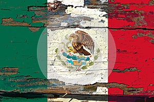 Mexican Flag on Old Wood