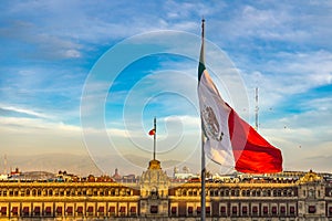 Mexican Flag Presidential National Palace Balcony Monument Mexico City Mexico